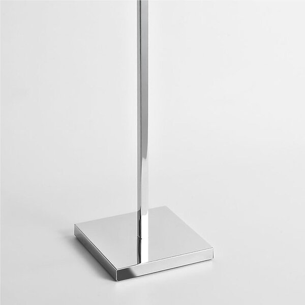 Piantana porta rotolo con porta scopino 20x19xh72 cm finitura cromo lucido tubo quadrato bagno galvanico di oltre 22 micron inalterabile nel tempo