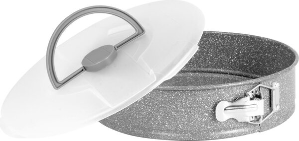 Aeternum Tortiera a Cerniera Stampo per Torta Antiaderente in Acciaio al Carbonio 26 cm con Coperchio colore Grigio - Takeaway Petravera Aeternum