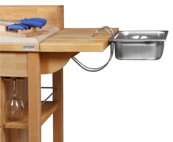 Carrello da cucina a servire 120x80xh120 cm in legno listellare di faggio