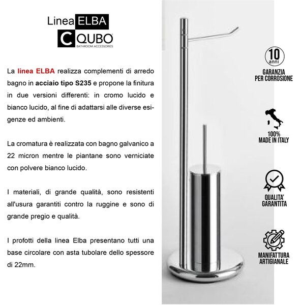 Piantana WC Bidet con Porta carta e porta scopino ELBA 39x20xh73 cm inox lucido Garanzia per anni contro la ruggine
