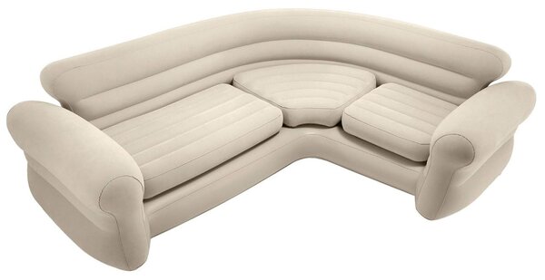 Divano angolare gonfiabile per quattro persone, beige, INTEX 68575, dimensioni 257x203x76 cm