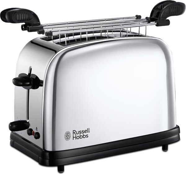 Russell Hobbs Tostapane 2 fette Potenza 1200 Watt Livello cottura Variabile e Cassetto fondo Raccoglibriciole colore Acciaio - 23310-57