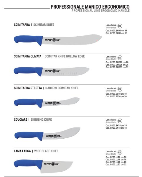 Coltello Professionale Trinciante cm 20 colore Blu Coltello professionale Coltello professionale base ed indispensabile in ogni cucina che si rispetti