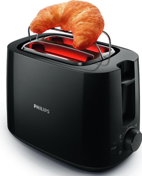 Philips Tostapane 2 fette Potenza 600 Watt con Vassoio Raccogli-briciole colore Nero - HD2583/90 Daily Collection