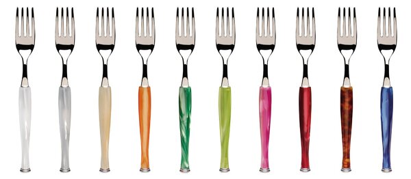 Servizio posate MOTIVI 24 pezzi 6 posti tavola in acciaio inox 18/10 lucido spessore 2,5 mm Manico in acrilico madreperlato lavabile in lavastoviglie