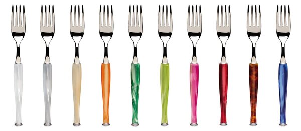 Servizio posate MOTIVI 4 pezzi un posto tavola in acciaio inox 18/10 lucido spessore 2,5 mm Manico in acrilico madreperlato lavabile in lavastoviglie