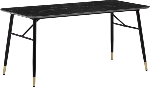 WOHNLING Tavolo da pranzo 120x60x76 cm Tavolo da pranzo nero effetto marmo Tavolo da cucina moderno piccolo Tavolo da pranzo rettangolare Tavolo da pranzo con gambe in metallo