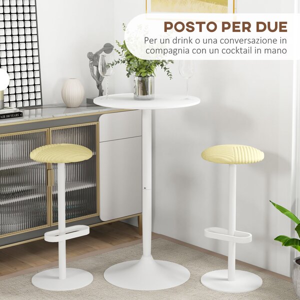 HOMCOM Tavolo Bar Isola Cucina Rotondo Alto Salvaspazio Ø60x102 cm Bianco | Aosom Italy
