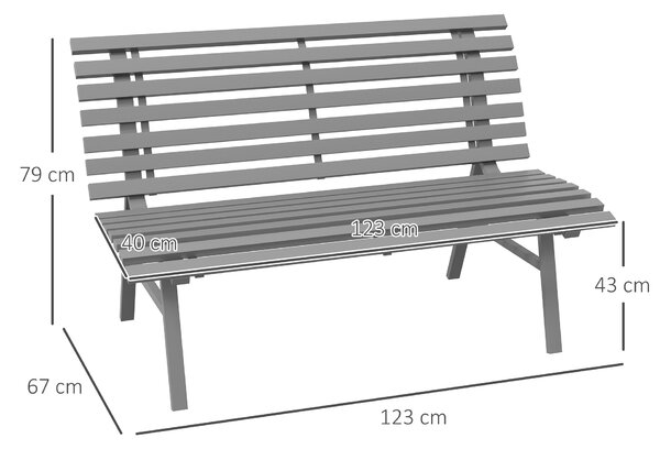 Outsunny Panchina da Esterno in Alluminio a 2 Posti a Doghe, 123x67x79cm, Grigio | Aosom Italy