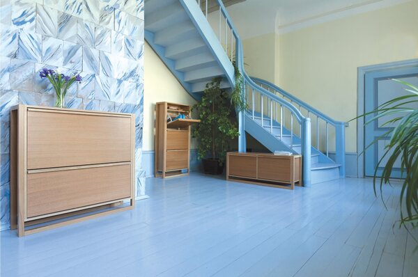 Scarpiera due ante New Est 100x28xh100 cm- peso 33 kg - contenuto 16 paia in legno colore legno di rovere