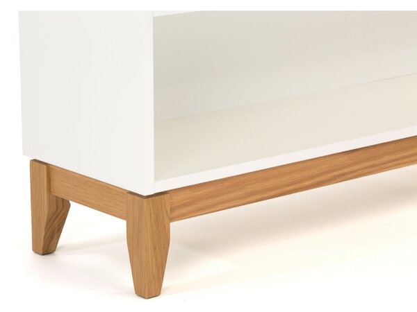 Libreria console Blanco in legno ingegnerizzato e massiccio, dimensioni 120 x 32 x h85 cm, peso 28 Kg, finitura bianco, rovere