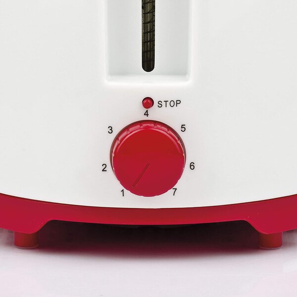 Girmi Tostapane 2 Fette Potenza 750 Watt 6 Livelli di Cottura Funzione scongelamento e Fondo raccoglibriciole colore Rosso / Bianco - TP1001