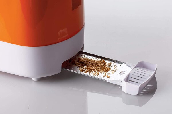 Ariete Tostapane 2 Fette Potenza 700 Watt 9 Livelli di cottura Funzione scongelamento e Vassoio raccoglibriciole colore Bianco/Arancione - 0159 Toa