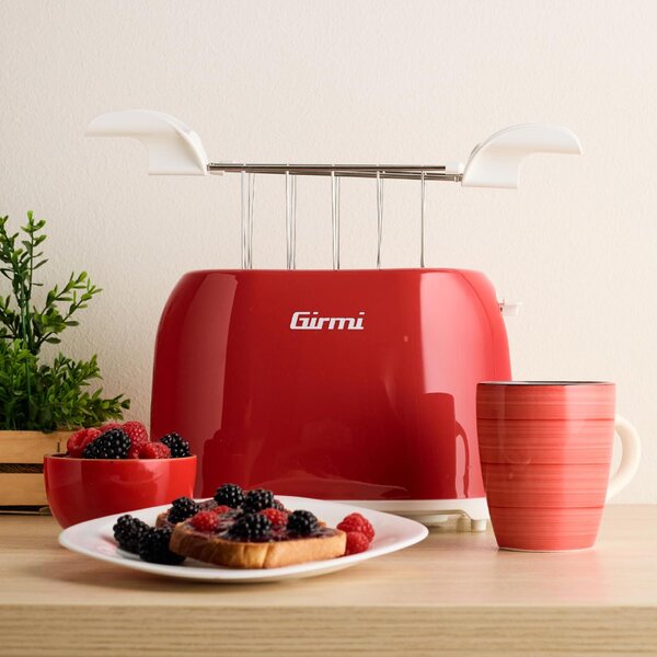 Girmi Tostapane 2 Fette Potenza 750 Watt con Vassoio Raccogli Briciole colore Rosso - TP10