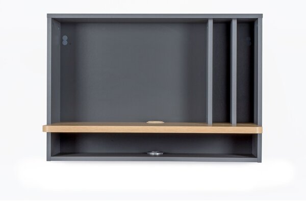 Scrivania da parete Minyard in legno ingegnerizzato, dimensioni 80 x 40 x h55 cm, peso 14 Kg, finitura grigio, rovere