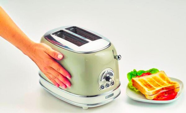 Ariete Tostapane 2 Fette Potenza 810 Watt 6 Livelli di Cottura Funzione scongelamento e Cassetto fondo Raccoglibriciole colore Beige - 155/03 Toast