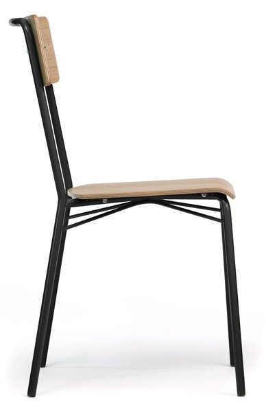 Sedia da pranzo Ashburn JU in compensato, acciaio, dimensioni 47 x 49 x h82 cm, peso 6 Kg, finitura rovere, nero
