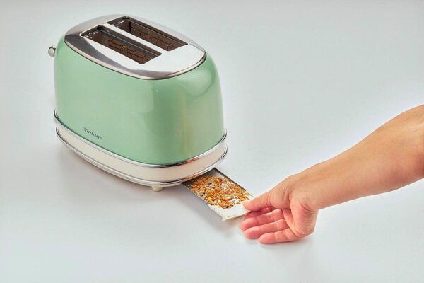 Ariete Tostapane 2 Fette Potenza 810 Watt 6 Livelli di Cottura Funzione scongelamento e Cassetto fondo Raccoglibriciole colore Verde - 15504 Toaste