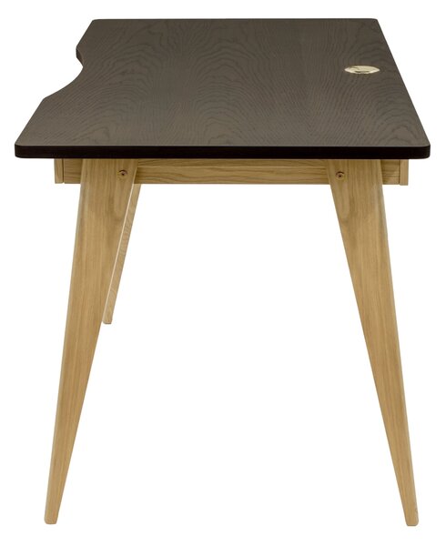 Scrivania Bel fumo in legno ingegnerizzato e massiccio, dimensioni 140 x 70 x h75 cm, peso 35 Kg, finitura fumo nero, rovere