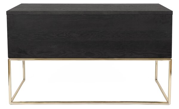 Scrivania Pimlico in legno ingegnerizzato e solido, metallo, dimensioni 130 x 62 x h75 cm, peso 40 Kg, finitura legno scuro, ottone