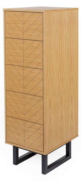 Cassapanca stretta Camden rovere stampa a spina di pesce in legno ingegnerizzato e massiccio, dimensioni 40 x 48 x h123 cm, peso 30 Kg, finitura legno ingegnerizzato e massiccio