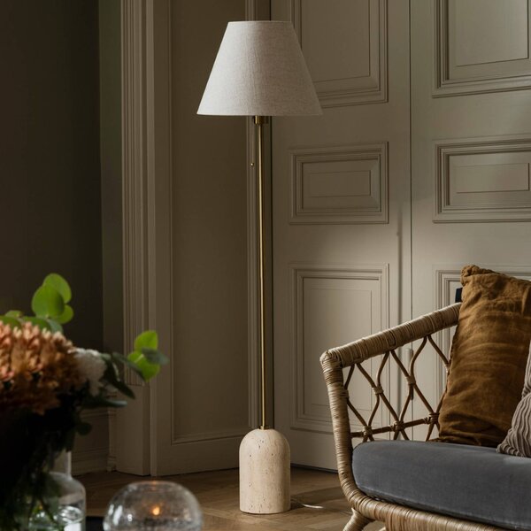Globen Lighting Lampada da terra Gino, Crema / Ambra, Soggiorno / Sala da pranzo, Tessuto / Stoffa / Seta, Design, Lampada da terra