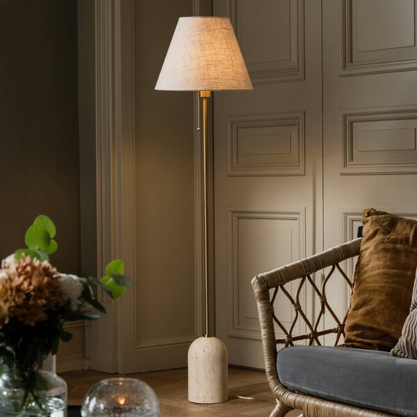Globen Lighting Lampada da terra Gino, Crema / Ambra, Soggiorno / Sala da pranzo, Tessuto / Stoffa / Seta, Design, Lampada da terra