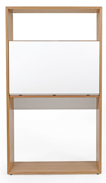 Scrivania Loma Rovere Bianco in legno ingegnerizzato e massiccio, dimensioni 90 x 38 x h157 cm, peso 53 Kg, finitura bianco, rovere