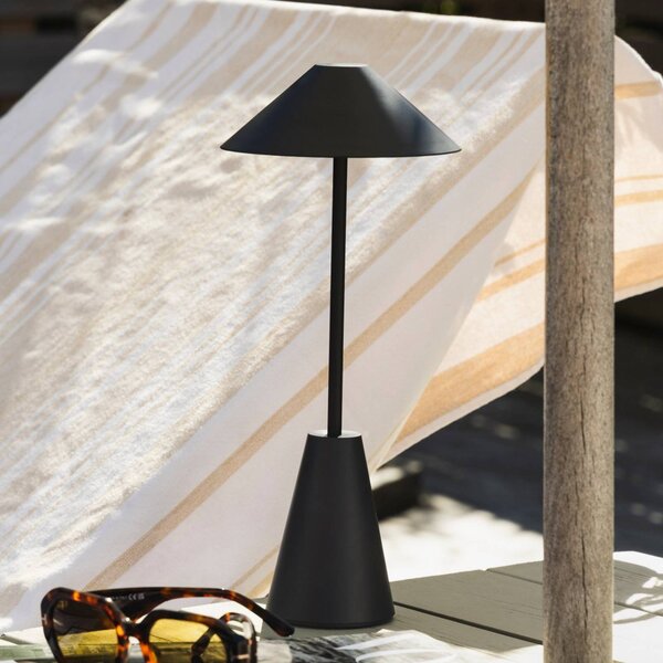 Globen Lighting Lampada da tavolo esterno a batteria Cannes, nera, IP54 dimmerabile, Nero, Soggiorno / Sala da pranzo, Plastica, Scandinavo