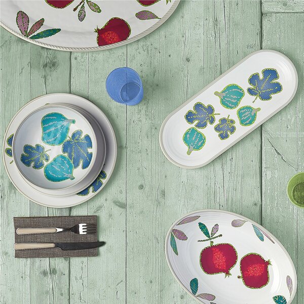 Piatto Dessert , frutta in melamina set 3 pezzi FICUS Touch-MeL � 21,6 cm certificato per l'uso alimentare Bianco Acquamarina Pervinca Lavanda;Verde