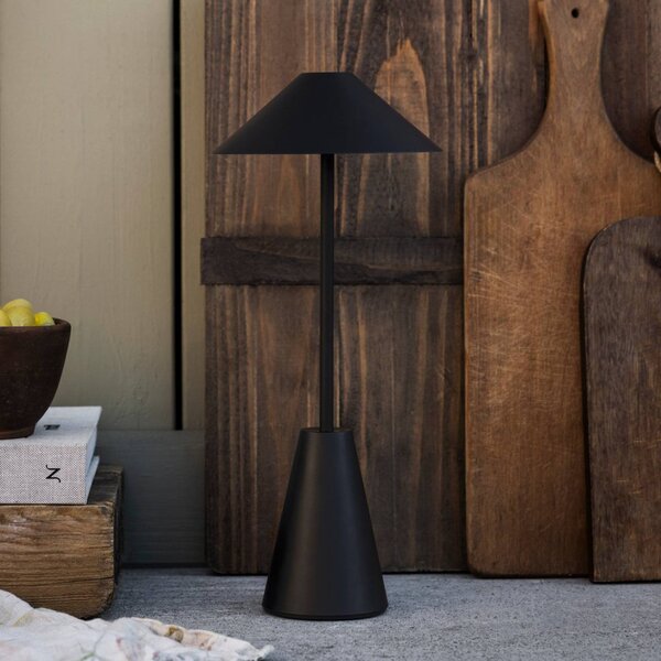 Globen Lighting Lampada da tavolo esterno a batteria Cannes, nera, IP54 dimmerabile, Nero, Soggiorno / Sala da pranzo, Plastica, Scandinavo