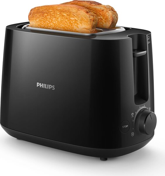 Philips Tostapane 2 Fette Potenza 830 watt Funzione Scongelamento colore Nero - HD2581/90