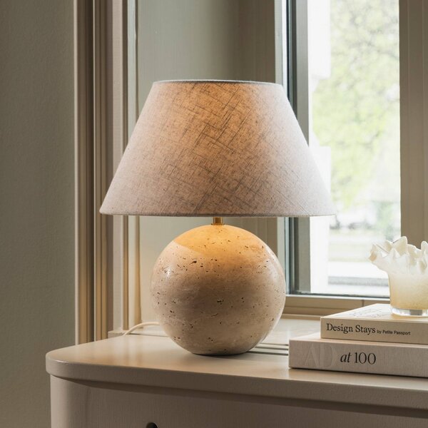 Globen Lighting Lampada da tavolo Castello, Crema / Ambra, Soggiorno / Sala da pranzo, Tessuto / Stoffa / Seta, Design, Lampada da tavolo