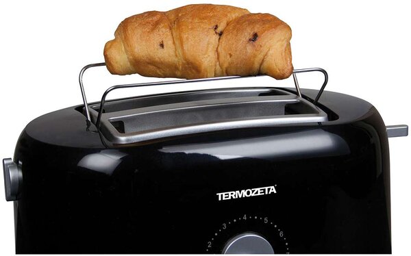 Termozeta Tostapane 2 Fette Potenza 870 Watt con timer a 7 livelli diversi di doratura colore Nero/Acciaio - 76034
