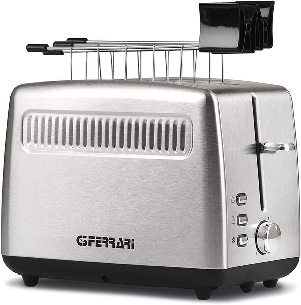 G3 Ferrari Tostapane 2 fette Potenza 920 Watt Vassoio raccogli briciole Timer colore Inox - G10064 Tramezzo