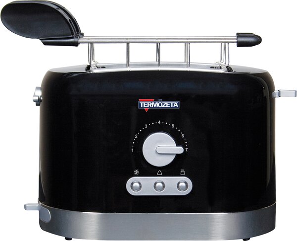Termozeta Tostapane 2 Fette Potenza 870 Watt con timer a 7 livelli diversi di doratura colore Nero/Acciaio - 76034