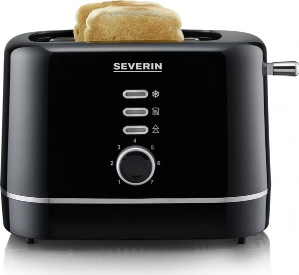 Severin Tostapane 2 Fette Potenza 850 Watt con 7 Livelli e Funzione Scongelamento colore Nero - AT 4321