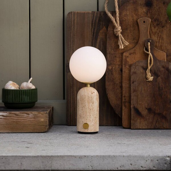 Globen Lighting Lampada da tavolo Torrano, dimmerabile, Crema / Ambra, Soggiorno / Sala da pranzo, Pietra, Design, Lampada da tavolo