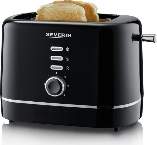 Severin Tostapane 2 Fette Potenza 850 Watt con 7 Livelli e Funzione Scongelamento colore Nero - AT 4321