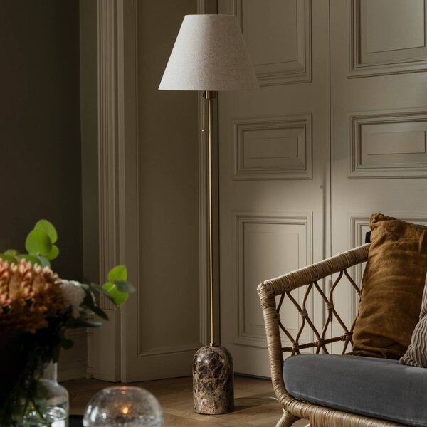 Globen Lighting Lampada da terra Gino, Crema / Ambra, Soggiorno / Sala da pranzo, Tessuto / Stoffa / Seta, Design, Lampada da terra