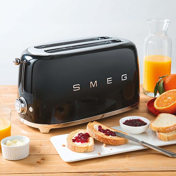 Smeg Tostapane 2 Fette Potenza 950 Watt 6 Livelli di Cottura Stile Vintage colore Nero - TSF01BLEU