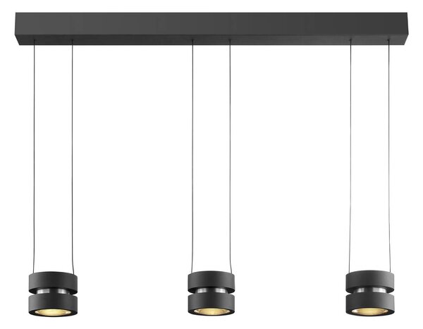 Brilliant Lampada LED a sospensione Glow-Sphere, lunghezza 112 cm, nero, metallo dimmerabile, Nero, Soggiorno / Sala da pranzo, Alluminio, Moderno