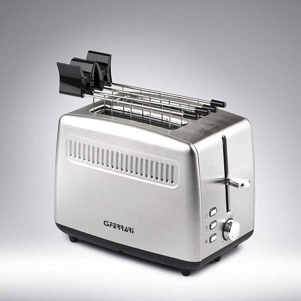 G3 Ferrari Tostapane 2 fette Potenza 920 Watt Vassoio raccogli briciole Timer colore Inox - G10064 Tramezzo