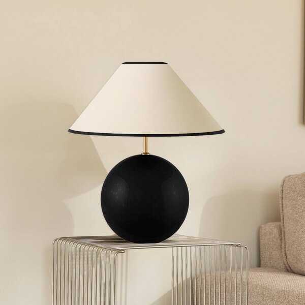 Globen Lighting Lampada da tavolo IRIS, Crema / Ambra, Soggiorno / Sala da pranzo, Tessuto / Stoffa / Seta, Vintage, Lampada da tavolo