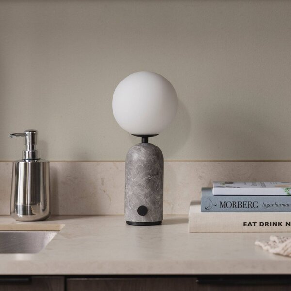 Globen Lighting Lampada da tavolo Torrano, dimmerabile, Alluminio / Grigio / Zincato, Soggiorno / Sala da pranzo, Pietra, Design, Lampada da tavolo
