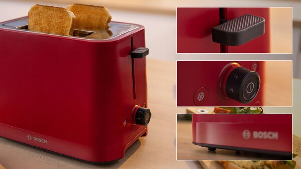 Bosch Tostapane 2 Fette Potenza 950 Watt Funzione Scongelamento e Riscalda colore Rosso - TAT3M124