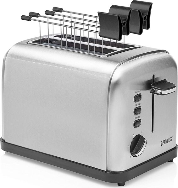 PRINCESS Tostapane 2 Fette Potenza 950 Watt Funzione scongelamento scocca in acciaio colore Acciaio 142354 Style 2