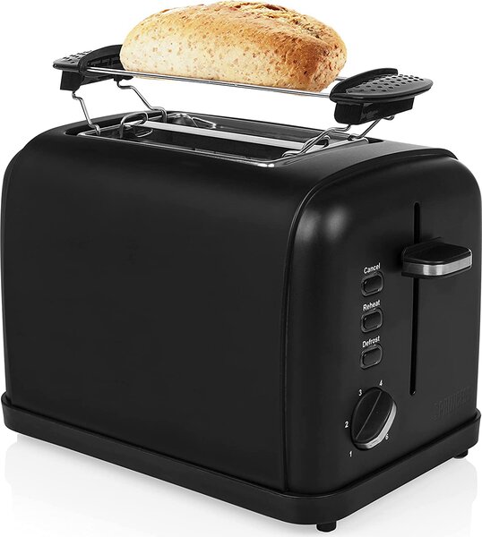 PRINCESS Tostapane 2 Fette Potenza 950 Watt Funzione scongelamento scocca in acciaio colore Nero 142396
