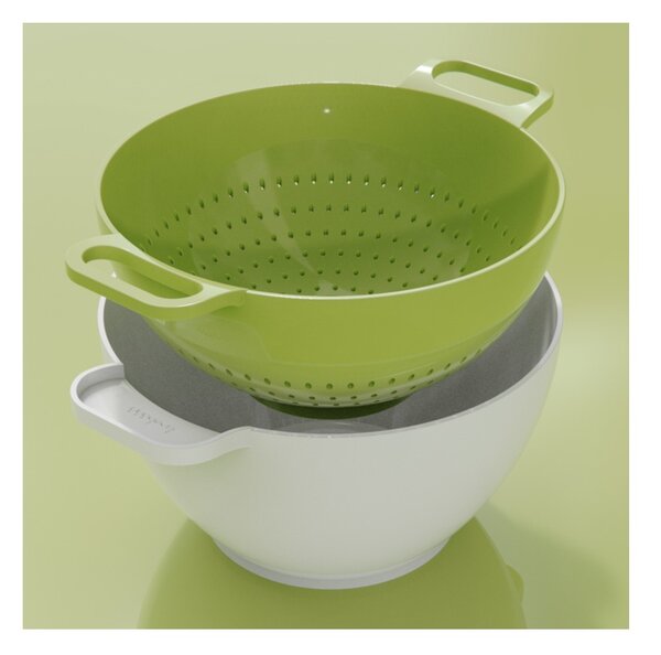 Trebonn Duo Large Rinse&Serve Verde Bianco Set Composto da Colatoio e Ciotola Diametro 24cm