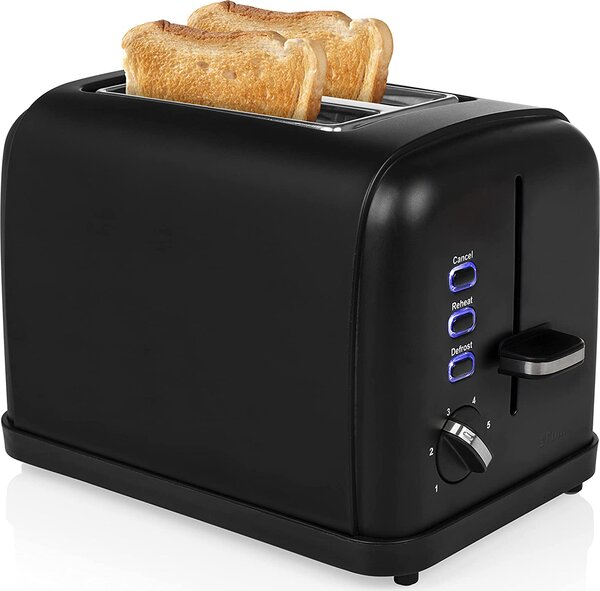 PRINCESS Tostapane 2 Fette Potenza 950 Watt Funzione scongelamento scocca in acciaio colore Nero 142396